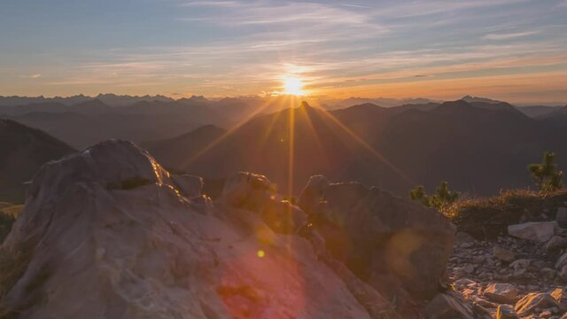 Alps mountain panorama view at sunset bavaria germany zugspitze aplspitze view.