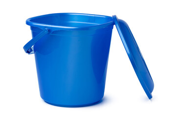 Single plastic bucket isolated on a white background