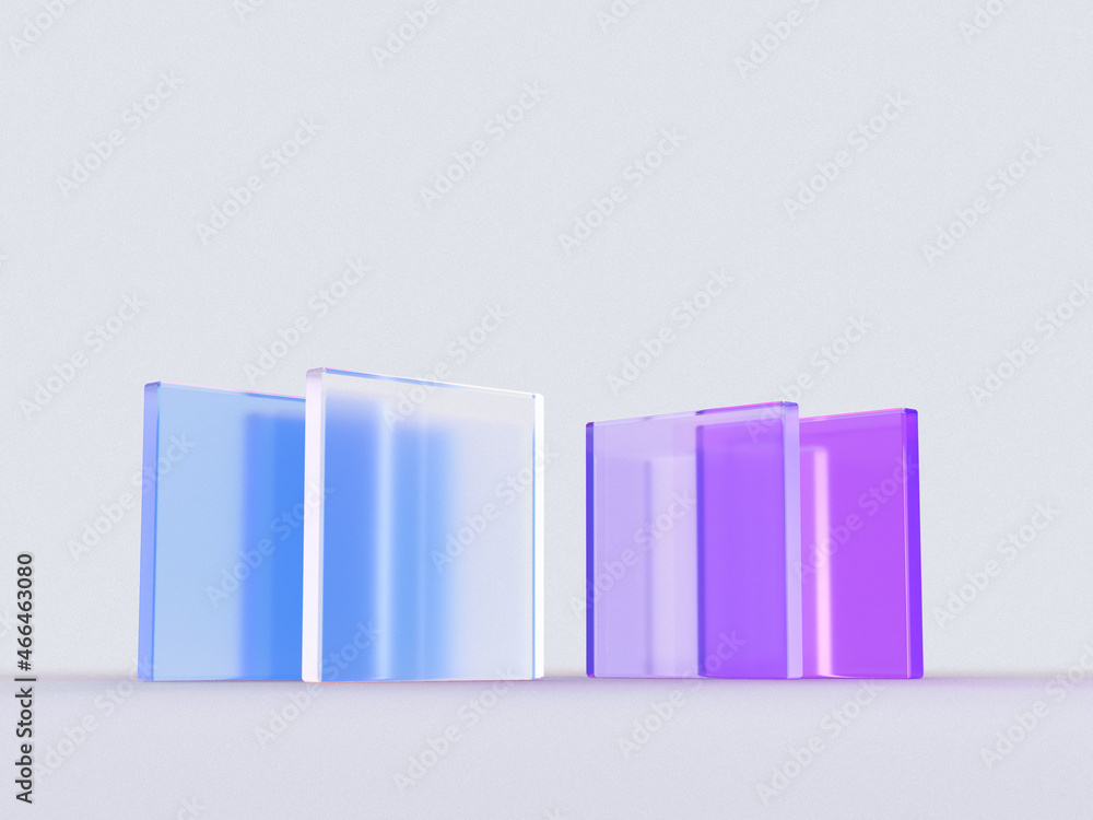 Fototapete 3d rendered transparent cube graphics with blue colors on a light background. illustration for digit