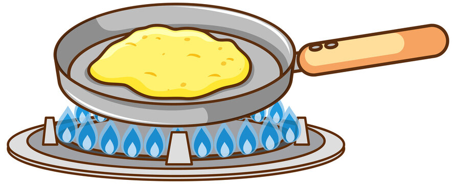 recommend clip art: Omelette in frying pan on gas stove