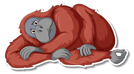 Sad orangutan animal cartoon sticker © GraphicsRF