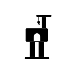 Cat climbing house, scratching post or tower vector icon