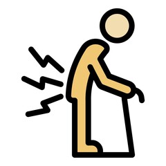 Old back pain icon. Outline old back pain vector icon color flat isolated