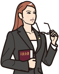 メガネをはずず女性弁護士