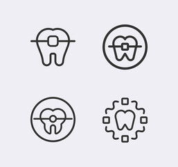 Orthodontist icon.Tooth line icon. Braces, dentistry