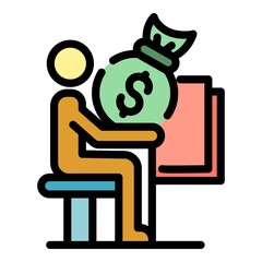 Man pension icon. Outline man pension vector icon color flat isolated