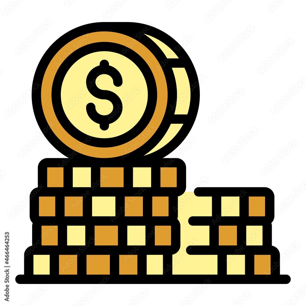 Poster coin stack fund icon. outline coin stack fund vector icon color flat isolated