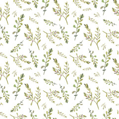 Watercolor color leaves seamless pattern. Watercolor fabric. Repeat leaves. Use for design invitations, birthdays, weddings