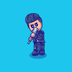 cute and cool rock singer illustration