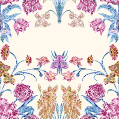 Modern Vintage floral pattern - 466466684