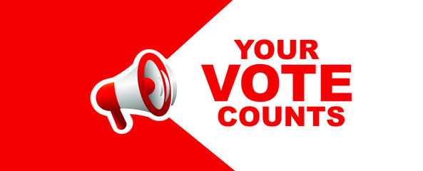 your vote counts sign on white background	