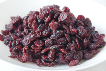 detail shot of dried cranberries on table 
