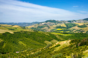 Fototapeta premium Rural landscape on the hills near Imola and Riolo Terme