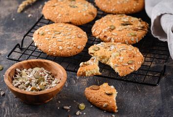 Giant skillet cookies with healthy seeds