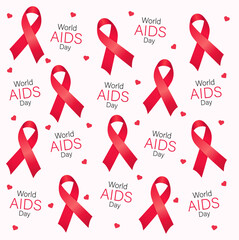 Aids day, seamless vector pattern, on light pink background, vector pattern.