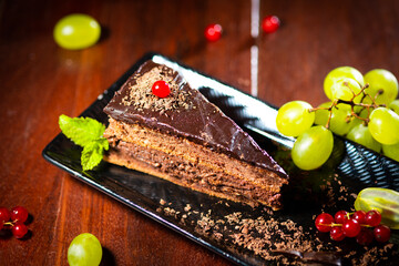 chocolate cake with fruits