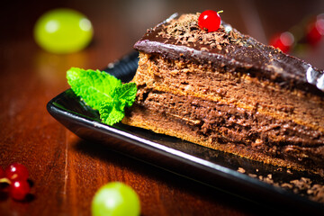chocolate cake with fruits