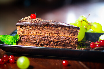 chocolate cake with fruits