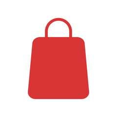 Shopping bag vector icon. Red symbol