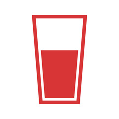 Water glass vector icon. Red symbol