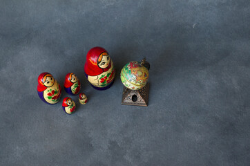 matroshka family, or mamushka family, with mother and children