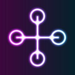Futuristic Neon icon sign. Purple neon glowing background