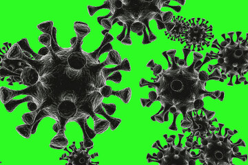 Coronavirus 2019-nCov, coronavirus infection new outbreak concept, green background, 3d rendering