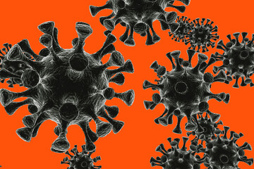 Coronavirus 2019-nCov, coronavirus infection new outbreak concept, red background, 3d rendering