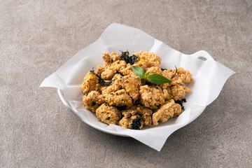 Delicious fried popcorn chicken in Taiwan.