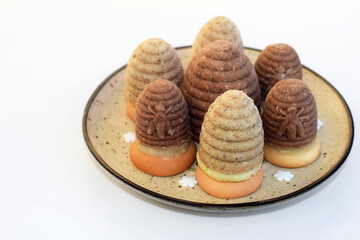 Wasp nests (beehives) cookies of two colours - light cookies with nuts, dark with cocoa