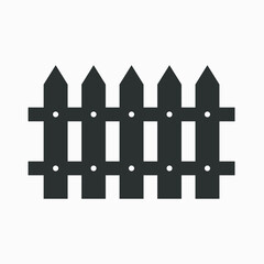 Wooden fence vector icon isolated on white background.