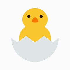 Chick in egg vector illustration isolated on white background. Easter symbol.