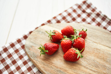 fresh strawberries on wooden board fruit vitamins summer