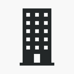 Apartment building vector icon isolated on white background.