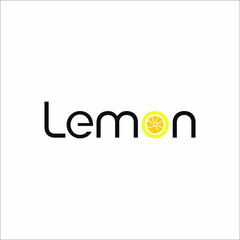 Lemon text logo with slice in a O letter place