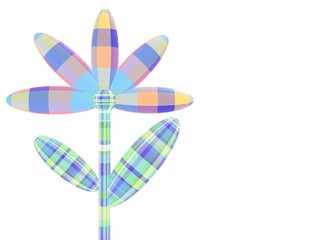 チェックの3dイラストの花とコピースペース