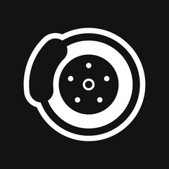 Car brake vector icon on black background.