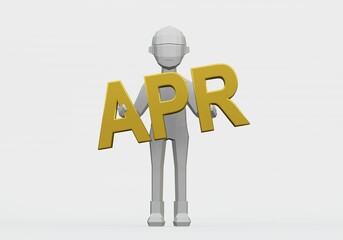 3d render of dummy holding a month sign
