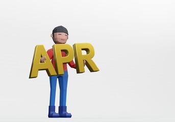3d render of dummy holding a month sign