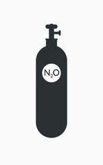 Nitrous oxide cylinder vector icon isolated on white background. - obrazy, fototapety, plakaty