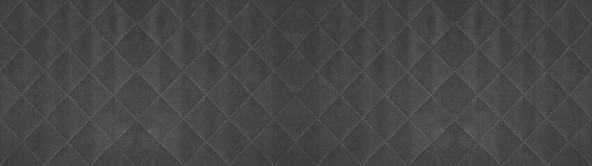 Gray grey colored seamless natural cotton linen textile fabric texture pattern, with diamond quilted, rhombic stiching.  stitched background banner panorama