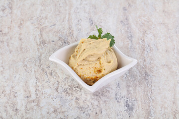 Traditional Jewish Hummus with olive oil