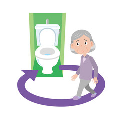 何度もトイレに行く頻尿の高齢女性