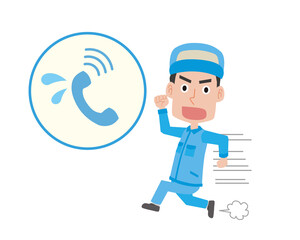 SOSの電話で走る作業員