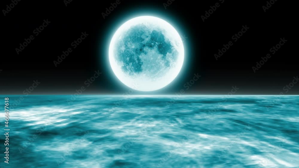 Canvas Prints the full moon over the waves abstract