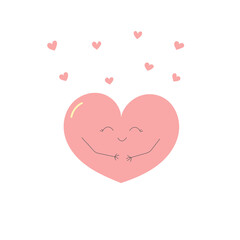 Cute smiling heart with hearts. Template for Valentine's Day greetings and card, web, banner, poster, flyer, brochure and print