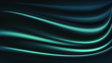 modern abstract tidewater green background. Dark blue silk fabric curtain background. Vector illustration.