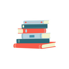 Stack of colorful books. Doodle style. 