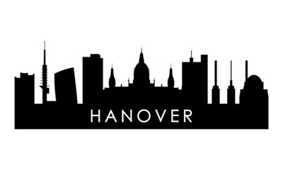 Naklejka premium Hanover skyline silhouette. Black Hanover city design isolated on white background.