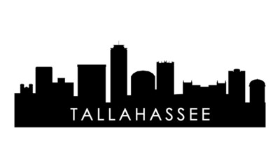 Tallahassee skyline silhouette. Black Tallahassee city design isolated on white background.